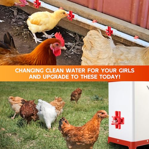20 Pack Chicken Waterer Nipple, Horizontal Automatic Chicken Water Feeder, Gravity DIY Poultry Watering System, Leak-Proof Chick Water Dispenser, Chicken Coop Water Saving Design Accessories