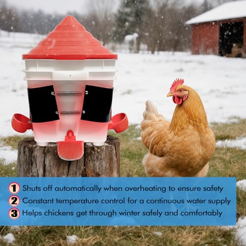 Chicken Water Heater Thermo Bucket Belt Heated Strap for 5 Gallon Barrel, 40W Silicone Rubber Heating Band for Chicken Waterers with 6.5 ft Power Cord