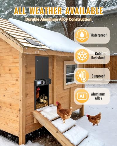 Automatic Chicken Coop Door Solar Powered XL Chicken Door 3 Modes | Aluminum Alloy, USB-C Charging, XL Large Opening 10.8x14.2in Timer Remote Manual Anti-Pinch Safety Waterproof IP65 - Black - color: Black