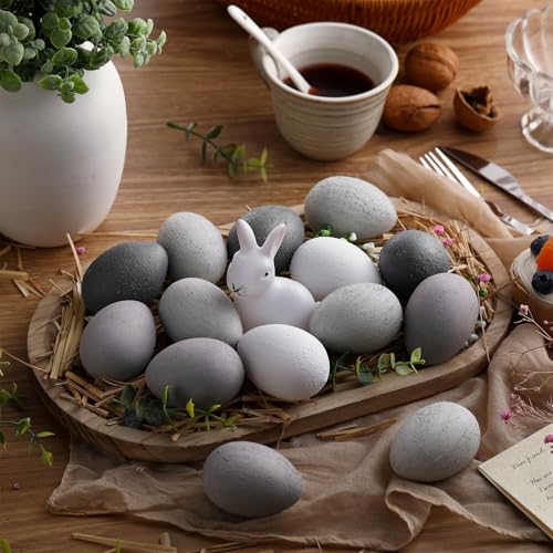 Gejoy 24 Pcs Easter Speckled Eggs Textured Plastic Eggs Neutral Easter Decor Pastel Fake Chicken Eggs Easter Bowl Basket Vase Fillers Rustic Spring Easter Decor for Home Table Egg Hunts (Earthy Tones) - style: Earthy Tones
