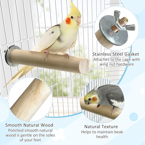 Tfwadmx 8 PCS Parakeet Perch Bird Stand Toy Natural Wood Platform Grinding Nail Cage Accessories for Small Birds Cockatiels Lovebirds Budgie Parrots