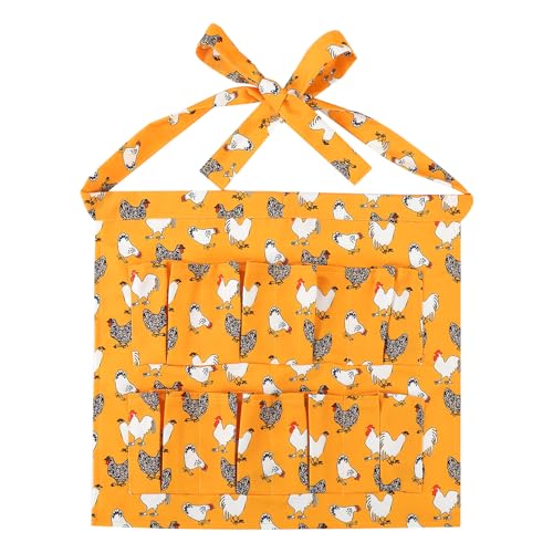 Egg Collecting Apron for Kids, Chicken Egg Apron with 8 Pockets, Eggs Aprons for Fresh Eggs for Hen, Duck, Goose - color: Yellow-flowered Chicken