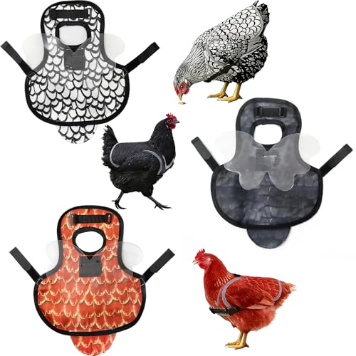 3-Pack Chicken Saddle for Hens, Back Protector with Removable Wings | Replaceable Oxford & clear wing covers protect hens’ back and wings from rooster mating, pecking and feather loss