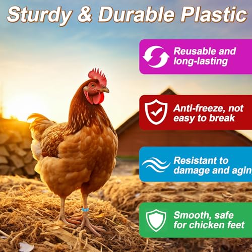 100 Pcs Adjustable Chicken Leg Rings | Multicolor Numbered Chicken Identification Leg Bands, Durable Poultry Leg Bands for Chickens Turkey Goose Ducks