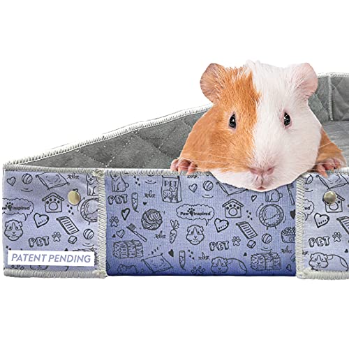 Paw Inspired Critter Box Cage Liner, Raised Sides, Midwest Size | Washable Fleece Bedding for Guinea Pigs Rabbits, Hamsters, Small Animals, Edge Protected Pee Pads - size: Midwest