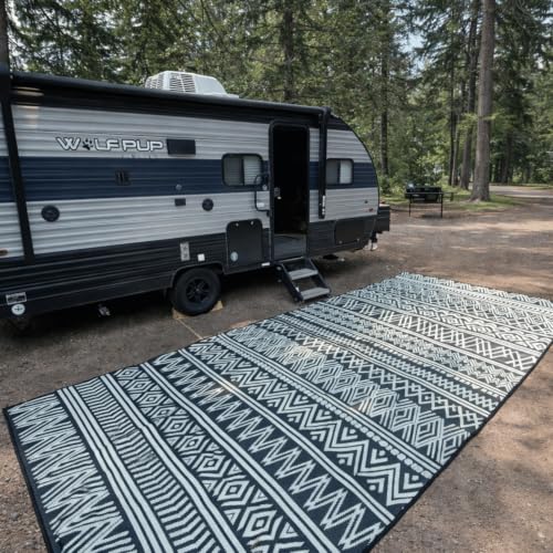 Black & Cream 8x12 Indoor/Outdoor Mat - color: Black & Cream, style: 8' x 12'