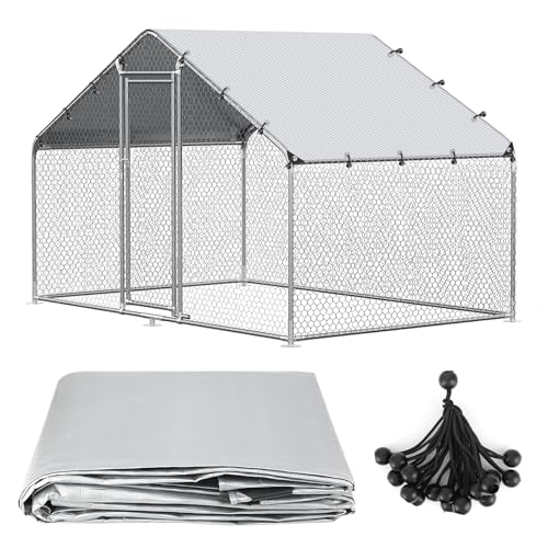 11.48 x 6.23 FT Chicken Coop Cover Waterproof, All-Weather PE Shade, Waterproof UV Resistant Chicken Coop Tarp, Chicken Run Cover for Winter with 20 Ball Bungees, for Large Chicken Pens