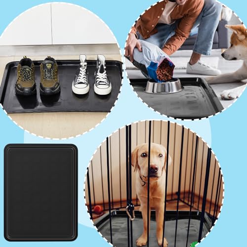 Suzile 4 Pack Heavy Duty Dog Crate Replacement Tray for 42 Inch Wire Dog Crates, Leakproof Plastic Kennel Pan, Thickened Cage Floor Liner, Easy Clean Crate Pan Replacement for Pets, Multipurpose Tray