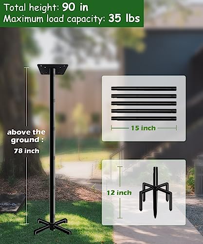90 Inch Bird House Pole Mount Kit, Adjustable Heavy Duty Bird Feeder Pole for Outdoors, Universal Mounting Post Set with 5-Prong Base, Black, 1 Pack - size: 90 INCH