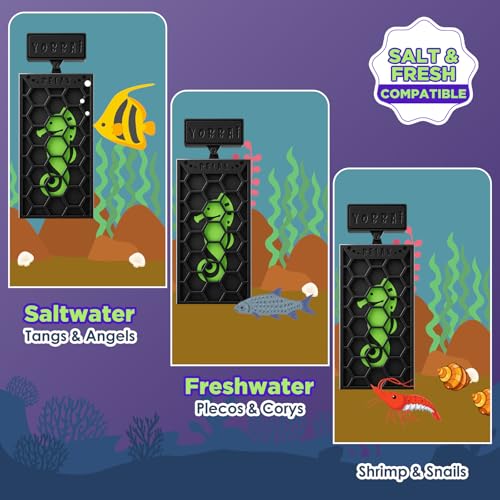 YOBBAI Magnetic Seaweed Feeder, Swinging Motion Nori Feeder, Seaweed Clip for Tangs Angels Freshwater and Shrimp Tanks (Black; NO Text) - color: BLACK; NO TEXT