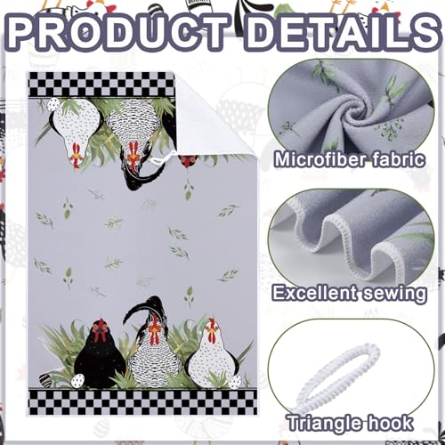 Geyoga 4 Pcs Chicken Kitchen Towels Rooster Dish Hand Towels Farm Animal Cow Vintage Rustic Tea Cloth for Spring Easter Bathroom Farmhouse Decor Gifts, 16 x 24 Inch(Fresh Color,Rooster) - color: Fresh Color, style: Rooster