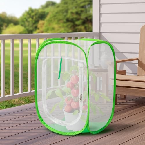 16" x 16" x 24" Pop Up Garden Mesh Plant Cover, Plant Protectors Mesh Plant Enclosure, Garden Net Cage Pest Protection Guard Tent with Storage Bag for Protect Plant Vegetable Fruit from Birds Insects - color: 16 X 16 X 24 Inch