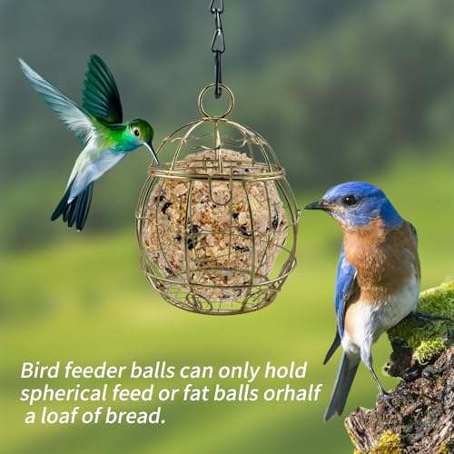 4 Pack Bird Feeder, Suet Ball Feeders for Outside Hanging, Metal Hanging with Hooks, Fat Ball Bird Feeder Suet Feeder for Wild Birds Outdoor Garden