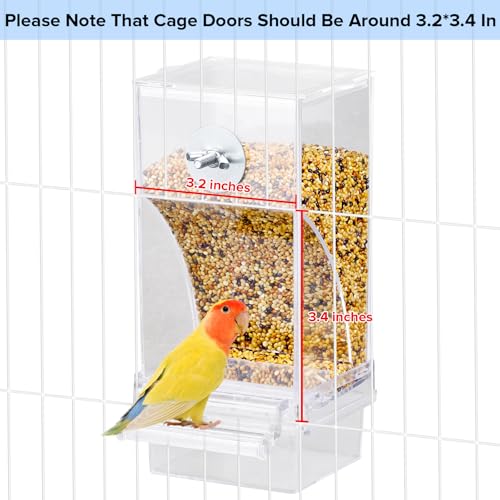 Lemtrflo No Mess Bird Feeder Water Dispenser Set, Automatic Bird Feeder | Parrot, Parakeet Cage Accessories - color: blue