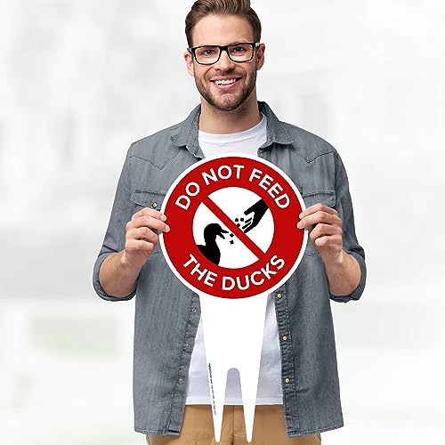 Do Not Feed the Ducks Sign, 9"x17", Heavy Duty Integrated Ground Stakes, Indoor/Outdoor Use, Rust Free Aluminum Composite, Made in USA by My Sign center - color: Ducks, size: 9"x17"