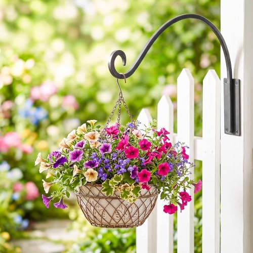 Lifyzoon Heavy Duty Plant Hanger Bracket: 80 lbs 16 Inch Outdoor Hook | Hand-forged Steel Wall Mount, Holds 80 Lbs for Hanging Baskets Feeders Lanterns, Complete Hardware, Rust Resistant Outdoor - size: 1A-16 Inch
