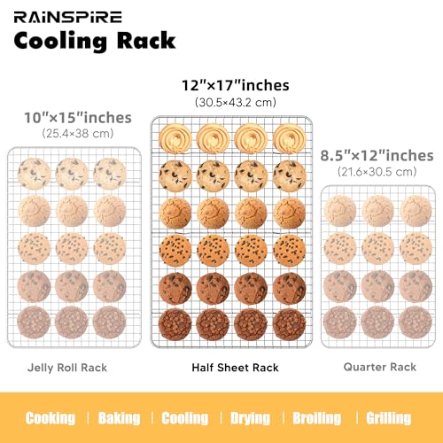 Cooling Rack Stainless Steel, Heavy Duty Cooling Racks for Cooking and Baking, Oven Safe Wire Rack for Cooking, Baking Rack for Oven Cooking Fits Half Sheet Cookie Pan, 12" x 17", 2-Pack - size: 12"x17"