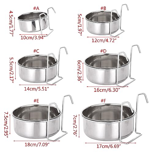 Youngy Dog Kennel Bowl Stainless Steel Hanging Food Water Bowl Crate Cup Pet Cage Bowls with Hanger for Bird Small Animals Stainless Steel Bowls Hanging