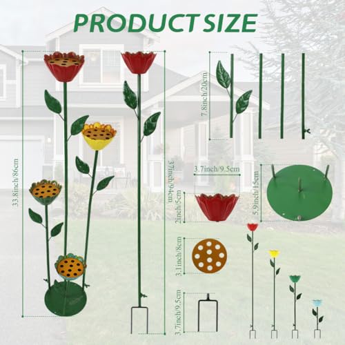 DREAMSOUL Flower Bee Watering Station, Multi-Height Bird Bath | Shallow Basins for Safe Sips, Weatherproof Metal Material, Ideal for Outdoor Garden Decor - size: 4PCS-D