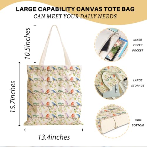 Cartoon Canvas Tote Bag, Gifts for Women Men Birthday Christmas Reusable Tote Shoulder Bag for Grocery Shopping 01 - color: Bird 639