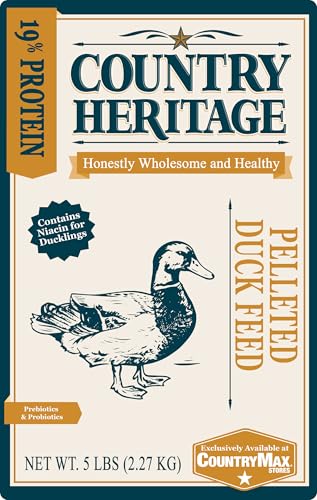Country Heritage Duck Feed – Pellets for All Life Stages (19% Protein with Prebiotics & Probiotics, Do Not Float) (5 Pounds) - size: 5 Pound (Pack of 1), style: Duck Feed Pellets (All Life Stages)