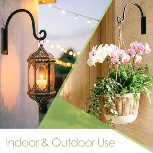 Heavy Duty Plant Hanger Bracket 4-Packs, Outdoor Metal Plant Hangers | 8" Rust-Resistant Wrought Iron Hooks with Mounting Hardware Included, Multi-Use Wall Mount Hooks for Bird Feeders, Lanterns - size: 1A-8“ 4PCs