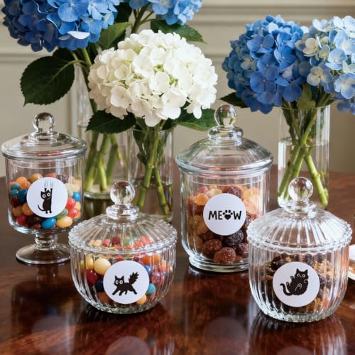 AHANDMAKER 5 Styles Cartoon Cat Patterns Wooden Rubber Stamps, Cute Cat and Claw Round Handle Stamps Mini Decorative Wooden Stamp for Scrapbooking Card Making Letter Diary Decoration(No Ink Include) - style: Cat