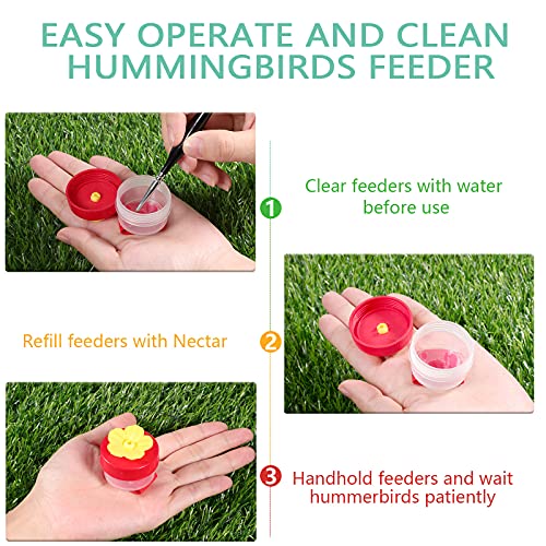 Zopeal 4 Pieces Hummingbird Hand Feeder Adjustable,Ring Style | Wrist Strap for Hands-free Feeding, Flower Perch with Ring-style Port, Clear Container for Outdoor Hummingbird Watching - color: Ring Style