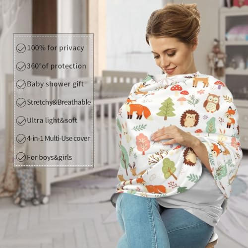 Cute Deer Animals Baby Car Seat Covers for Boys and Girls, Woodland Theme Baby Stuff Shower Gifts Stretchy Infant Carseat Canopy - color: deer