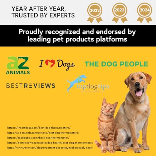 iProven Dog & Cat Thermometer for Fast and Accurate Fever Detection | Comfortable Flexible Tip, Waterproof Pet Thermometer, Quick Readings in 20 sec, Whelping and veterinary supply (5 Packs)
