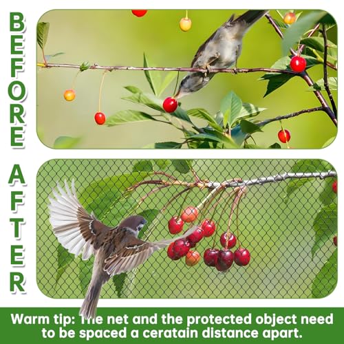 13x32FT Garden Bird Netting, Anti Bird Netting for Fruit Trees, 0.8" Mesh | Bird Netting for Garden, Netting for Garden Protection, Deer Netting, Deer Fence for Garden, 50 Cable Ties