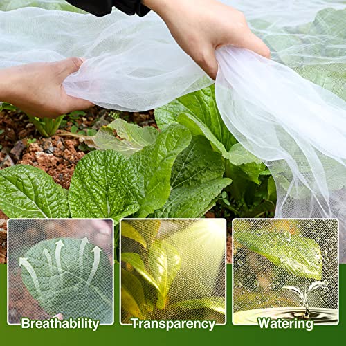 Garden Netting Kit - 10*50FT Ultra Fine Plant Netting Mesh Covers Row Net Protection For Tree Fruit Barrier Vegetable Fruits Flowers Shrubs Plant Covers (6 Pcs Garden Hoops & 18 Clips) - size: 10X50FT