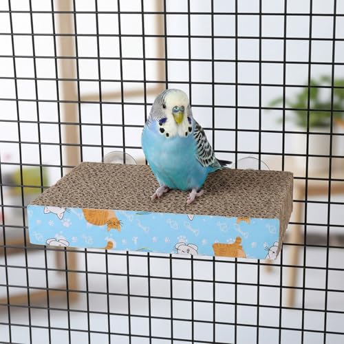 Flat Bird Perch Bird Chew Toy Parrot Perch Stand Platform Paw Grinding Stick Grinding Stand Parrot Cage for Macaws, Small Parakeets, Conures, Budgies (7.2 x 4.7 x 1.1 inches)