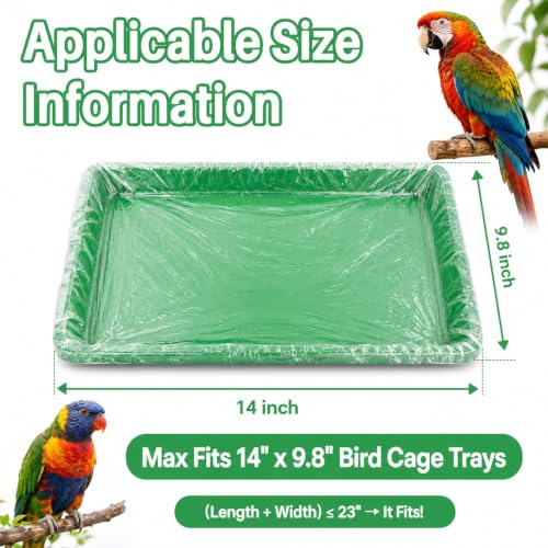 RAINFLOW Disposable Bird Cage Liner - 40PCS Elastic Plastic Small Animal Cage Liners Waterproof Easy to Clean Leakproof for Portable Birdcage Litter Box Liners for Parakeet Hedgehog Hamster (14x9.8in) | Bunny Guinea Pig Bird Cage Liners, Plastic Liners fo