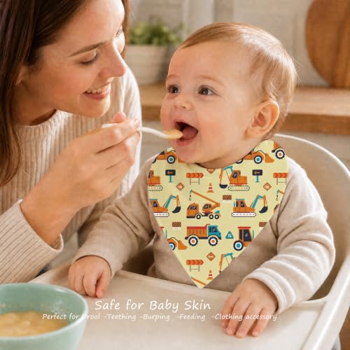 Baby Organic Cotton Teething Cloth Newborn Baby Burp Cloth Bandana Drool Cloth for Drooling Cotton Baby Gifts - color: Construction Truck