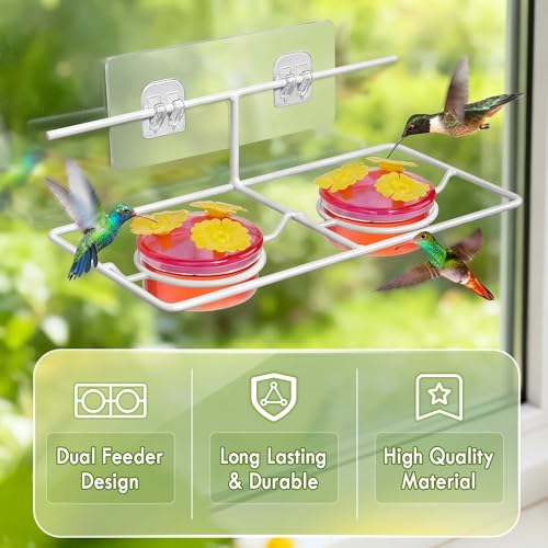 Window Hummingbird Feeders Outdoors - 2PCS Easy to Clean/Refil Nectar(2 oz) | Suitable for Sliding Glass Doors on Windows and Balcony - Gifts for Mom Dad Cats