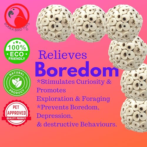 Bonka Bird Toys 2117 Pk6 Sola Atta Balls Foot Talon Craft Part Parrot Bird Toys Conure Parakeet Cockatiel - color: Pk-6 Sola Atta Balls