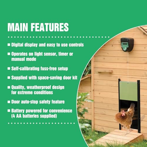 Brinsea ChickSafe Advance Automatic Chicken Coop Door, Timer & Light Sensor | 50+ years of trusted care. Digital timer, light sensor & space-saving 2-stage door keep your flock safe in any weather - style: Light Sensor & Timer