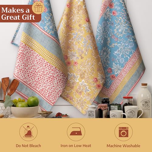 Maison d' Hermine Kitchen Towels Set of 3, 100% Cotton | Reusable, 27.50" x 20" - color: 001 - Marquise