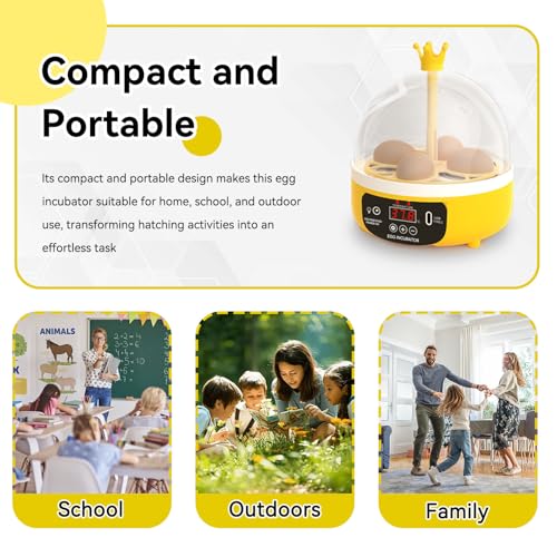 Mini Egg Incubator, 4 Egg Incubator Household Hatching Machine Automatic Temperature Humidity Control for Farm, Classroom, Home Use (Auto Turning) - style: Auto Turning