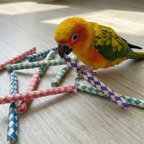 702 Pk24 Chinese Finger Traps for Birds - Shredding & Foraging Fun for Parrots, Parakeets & Cockatiels. Safe Chew Toys & Foot Toys for Conures, Budgies, Macaws. DIY Cage Accessories Parts