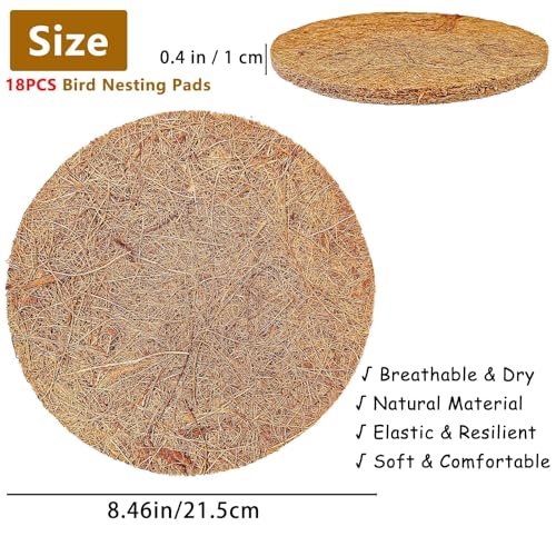 18PCS Pigeon Nest Pads Coconut Fiber Bird Nesting Material for Chicken - size: 18 Pcs