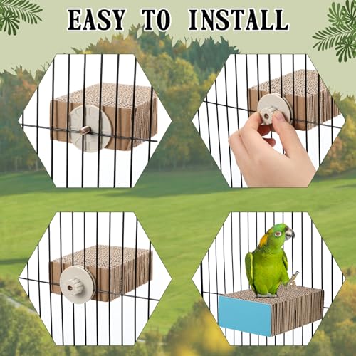 Skyygemm 2 Pieces Parrot Toy Bird Chew Cage Accessories Flat Perch Bird Paw Grinding Stand Parrot Cage Playground for Macaws, Small Parakeets, Conures, Budgies, Finches Conure Cockatiel(Small) - size: Small