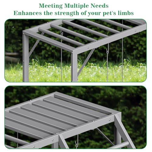 Chicken Perch Swing, Chicken Roosting Bars with Ladder for Coop, Metal Pet Swing Set for Pet's Healthy & Happy for 8-10 Chick, Grey