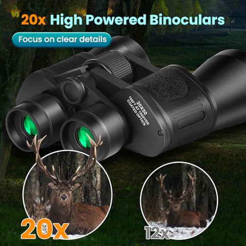 20x50 High Powered Binoculars for Adults, Waterproof Compact Binoculars with Low Light Vision Easy Focus for Bird Watching Hunting Travel Stargazing Cruise with Carrying Bag