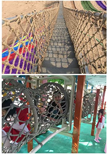 Safety Anti-Fall Fence Net for Children Pet Cat,Cargo Net Climbing Rope,Playground Climbing Children Net Woven Rope Truck Trailer Netting Swing Treehouse Hammock Rope (Jute, 1Mx1M(3.3FTx3.3FT)) - size: 1Mx1M(3.3FTx3.3FT)