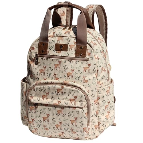 Diaper Bag Backpack Corduroy Multifunction Baby Fashion Travel Pack office Laptop Bag - color: Brown Fawn