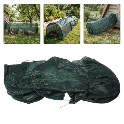 Didiseaon Chicken Coop Tunnel Run Strong Tunnel Frame Foldable with Green Garden Sunshade Net Cover and Modular Connection System Lightweight 500g Portable Poultry for Backyard Chickens