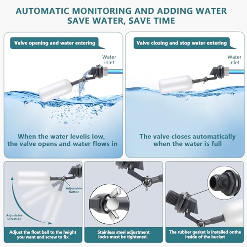 Lilyang Automatic Chicken Waterer, Auto Water Refills | Float-Controlled Poultry Watering System, Connects Directly to 3/4" Faucet & Hose (No Fitting Required), Standing/Hanging Use - color: Blue