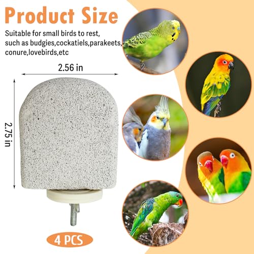 PINVNBY 4 PCS Bird Perch Stands Parrot Calcium Perch Beak Grinding Stone Foot Claws Trimmer Parakeet Platform Parrot Chewing Toys for Small Medium Cockatiel Conure Lovebird Finch - color: Grey, size: M, 4 pcs